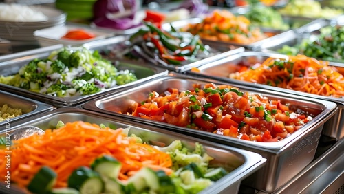 Vegetarian Salad Bar Buffet: Ideal for Lunch or Dinner with Catering Options. Concept Vegetarian Delights, Salad Bar Options, Catering Services, Healthy Buffet, Lunch and Dinner
