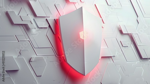 Cyber security safety shield in minimalistic style. 3d vector illustration. white background photo