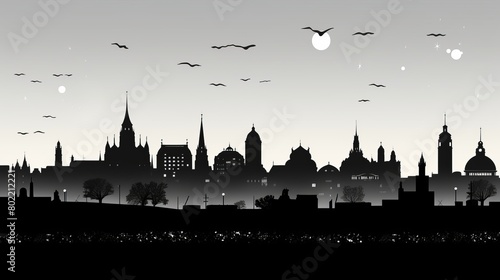 Detailed Europe Skyline Silhouette Vector Illustration for Travel Tourism Destinations