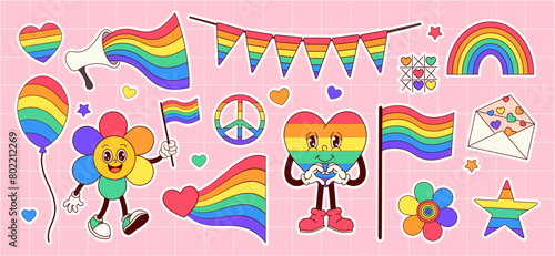 Groovy Love: Retro LGBT Heart Stickers © MariiaMart