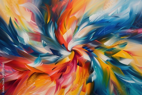A whirlwind of joy and color in an abstract, dynamic composition