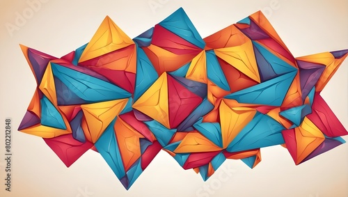 Formulate a kaleidoscopic pattern of overlapping rhombuses and trapezoids,abstract colorful background