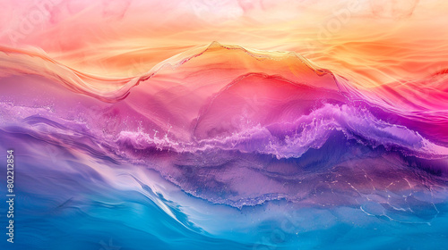 Discover the serene elegance of fluidic motion as vibrant colors cascade in a mesmerizing gradient wave.