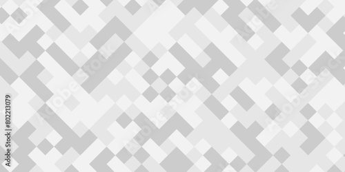Seamless pattern with squares. Abstract pixel and cube background. Vector digital mosaic pattern. White and gray light elements tile art backdrop.