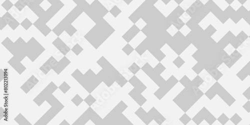 Seamless pattern with squares. Abstract pixel and cube background. Vector digital mosaic pattern. White and gray light elements tile art backdrop.