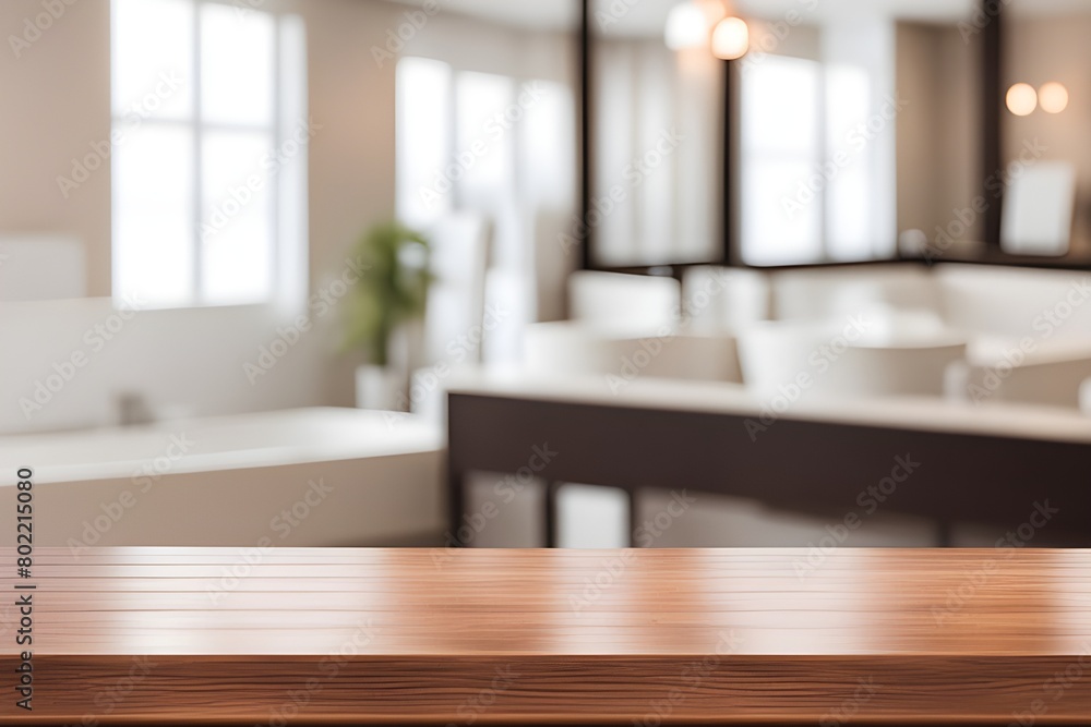 empty table in bathroom 