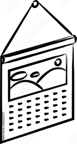 筆書きインテリアイラスト　カレンダー