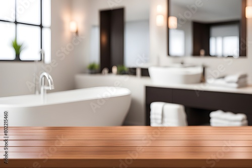 empty table in bathroom 