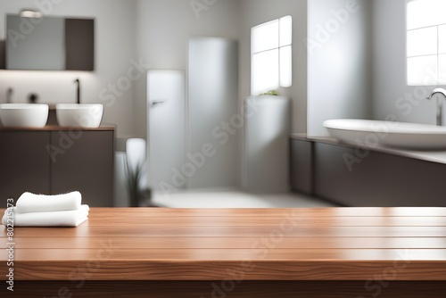 empty table in bathroom 