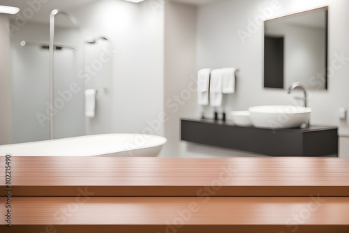 empty table in bathroom 