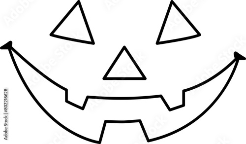 Jack o lantern face outline.
Jack o lantern smile outline vector symbol icon design.
Pumpkin face outline icon for Halloween isolated.