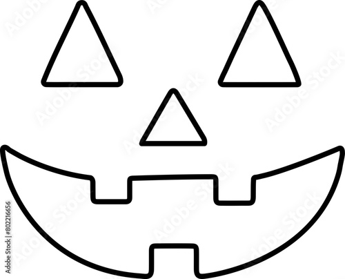 Jack o lantern face outline.
Jack o lantern smile outline vector symbol icon design.
Pumpkin face outline icon for Halloween isolated.