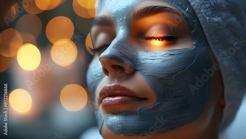 Facial Mask Application at Spa for Rejuvenation and Skincare  A Close-Up View. Concept Spa Experience  Skincare Ritual  Facial Treatment  Rejuvenating Mask  Close-Up Detail