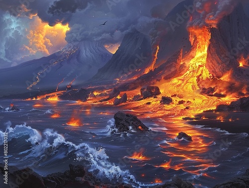 As the lava eruption subsides, follow the path of destruction to a colorful fish habitat, where life persists amidst the ashes