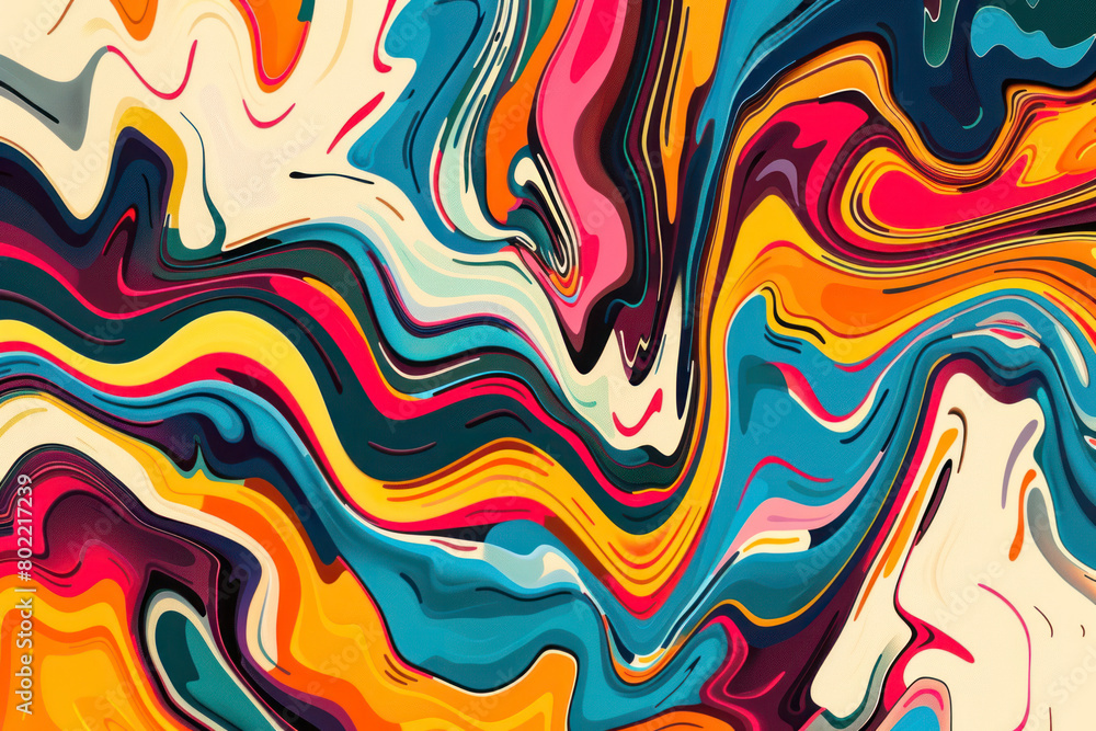 Colorful Abstract Psychedelic and Trippy Color Liquid, Lines, and Waves.