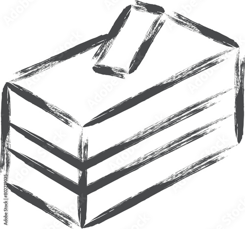 筆書きスイーツイラスト　チョコケーキ