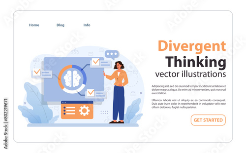 Divergent thinking visualization. Flat vector illustration