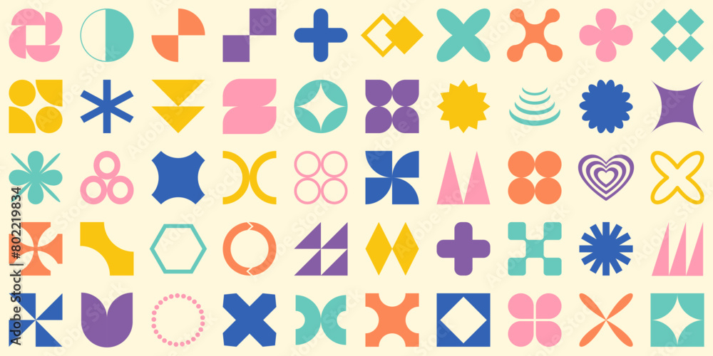 Collage of abstract aesthetic 2yk geometric design elements. Retro geometric shapes. Vector illustration. Collage of abstract aesthetic 2yk geometric design elements. Retro geometric shapes. Vector illustration.