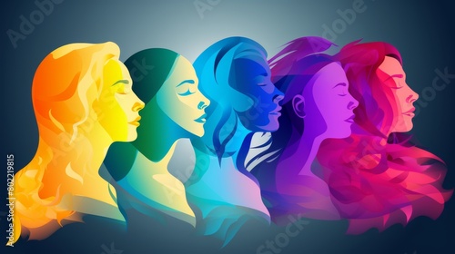 Multicultural Women Empowerment  Diverse Group of Female Colleagues - Silhouette Profiles Illustrating Racial Equality and Unity in Global Community Concept