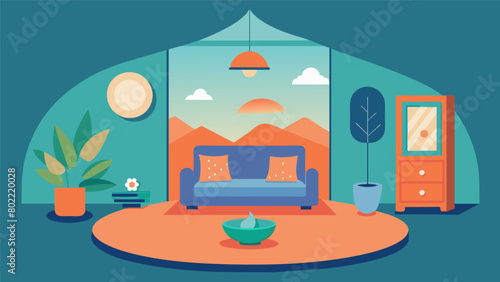 Creating a designated safe space in the home such as a calming corner or relaxation room to retreat to during periods of heightened OCD symptoms.. Vector illustration