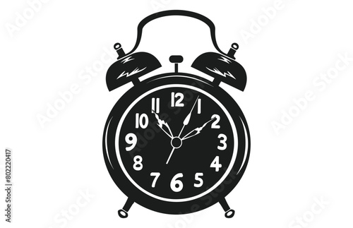 Alarm Clock Silhouette with a bell on legs Illustration.