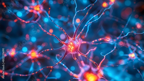 Study neural cell communication in the brain through electrical and chemical impulses. Concept Neural Networks, Brain Communication, Electrical Impulses, Chemical Signaling, Neuroscience Research, photo