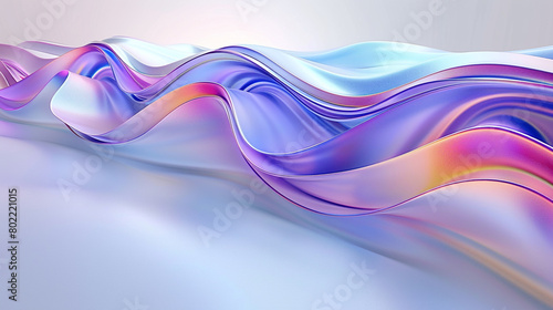 A stunning multicolor wavy background unfolding gracefully over a pristine white surface, adorned with subtle lavender tones, creating a tranquil and visually captivating scene