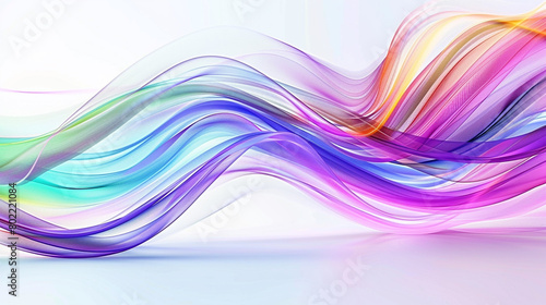 A vibrant multicolor wavy background flowing elegantly over a blank white surface  accented with subtle lavender tones  creating a harmonious and visually appealing composition