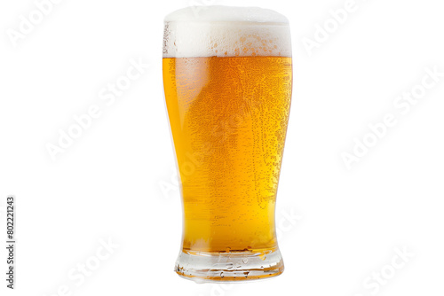 Cold Beer Glass with Foam Isolated on White Transparent Background, PNG
