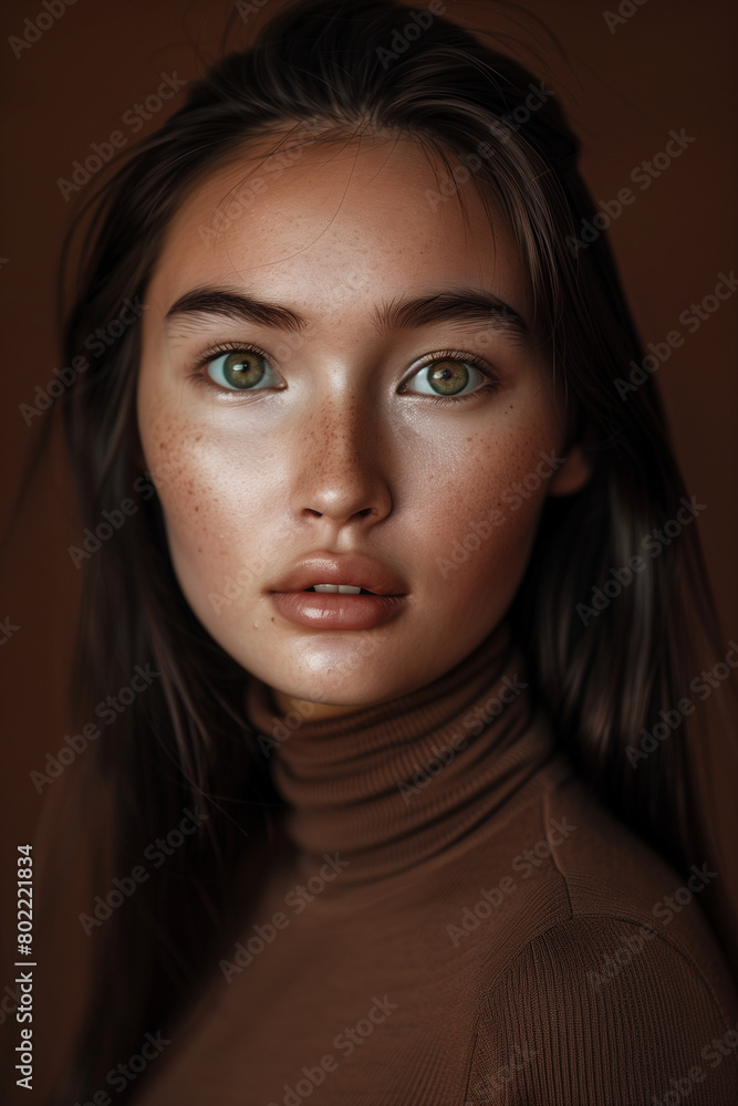 Kazakh woman with traditional beauty in a modern portrait Kazakh woman with traditional beauty in a modern portrait