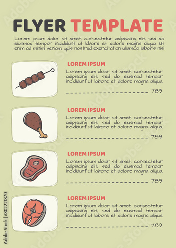 Vector design with food image for restaurant, cafe menu. Editable template for flyer, advertising booklet, brochure.