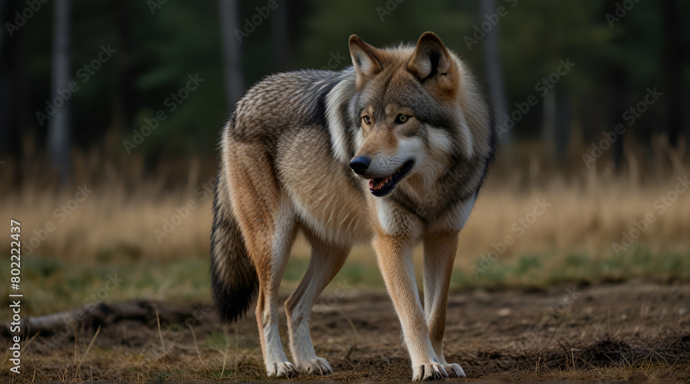 Obraz premium Lone Wolf Howling at the Moon generated ai