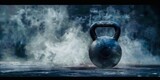 Sports kettlebell close-up on black background