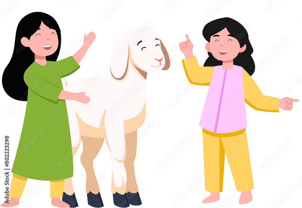muslim celebrate eid al-adha illustration muslim celebrate eid al-adha illustration