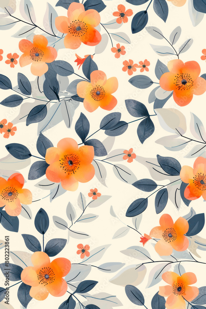 Vertical Flower and leaf layer illustration seamless repeat pattern. Vertical Flower and leaf layer illustration seamless repeat pattern.