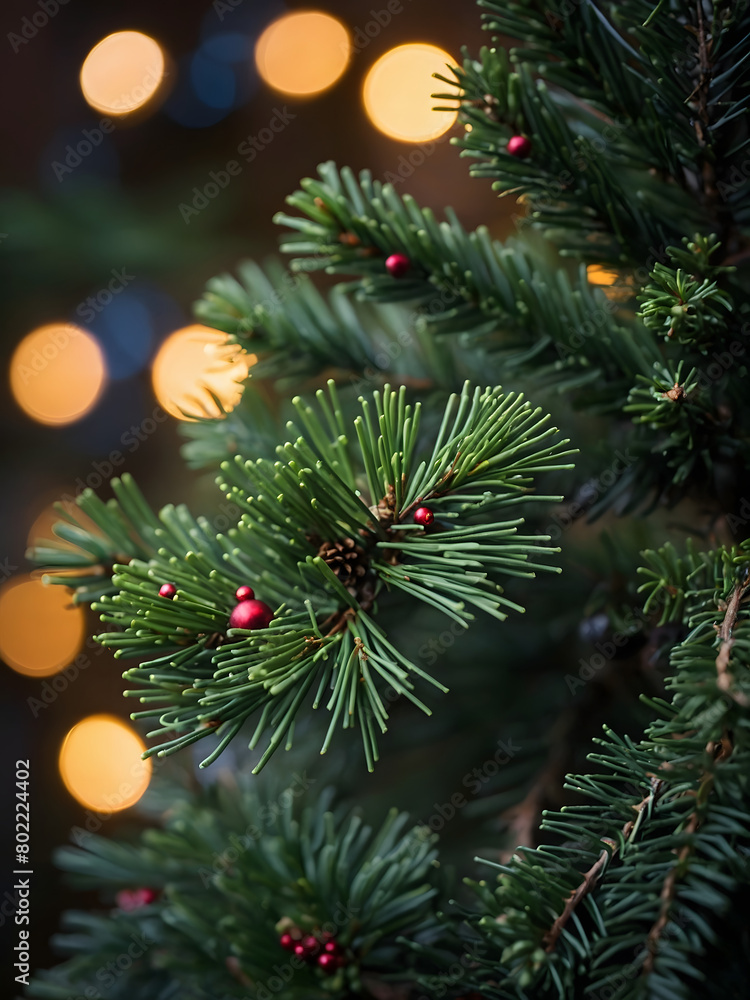 a classic Christmas greenery, Showcase a traditional pine twig, symbolizing holiday joy.