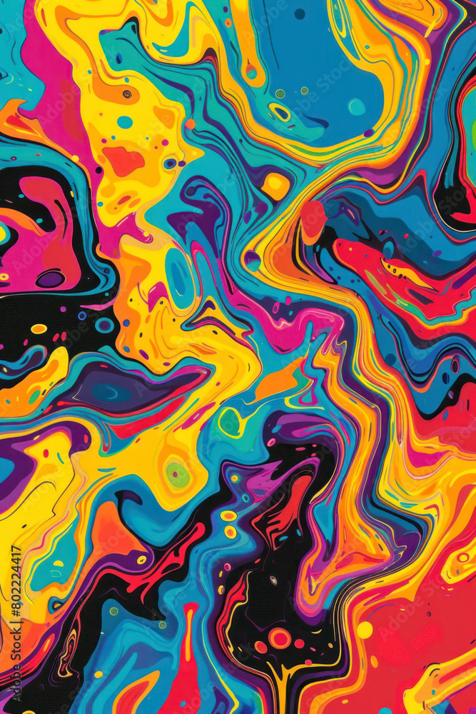 Vertical Colorful Abstract Psychedelic and Trippy Color Liquid, Lines, and Waves.