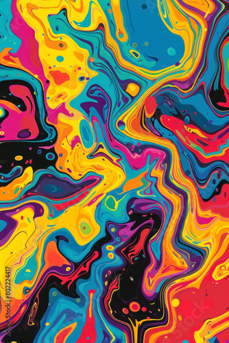 Vertical Colorful Abstract Psychedelic and Trippy Color Liquid  Lines  and Waves.