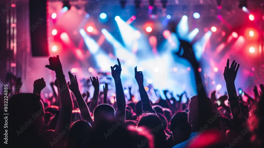 custom made wallpaper toronto digitalA large group of people at a concert raising their hands and cheering enthusiastically.