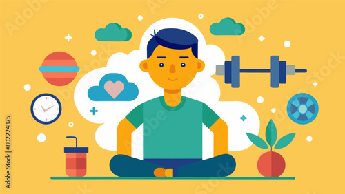 Incorporating regular exercise and physical activity as a means of managing obsessive thoughts and reducing overall stress.. Vector illustration photo