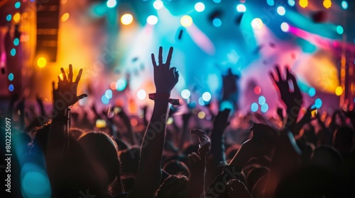 Wallpaper Mural A large group of people with their hands raised in excitement at a lively concert event. Torontodigital.ca