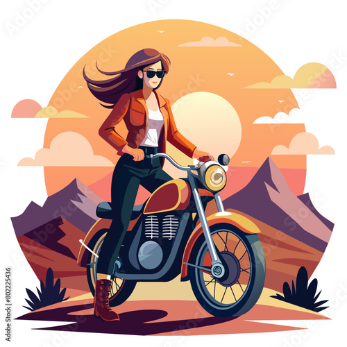 Attitude Girl motorcycle bike Rider illustration