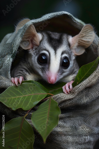 The Art of Caring: Captivating Image of a Young Sugar Glider in a Comfy Pouch © Verna