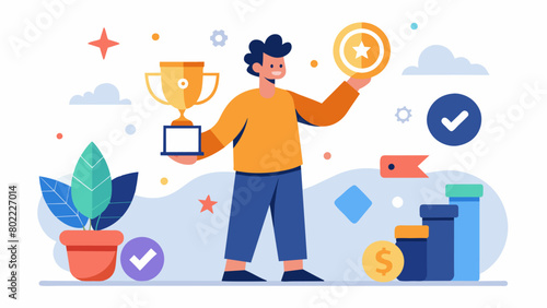 Setting achievable goals and rewards for reducing or eliminating specific compulsive behaviors.. Vector illustration