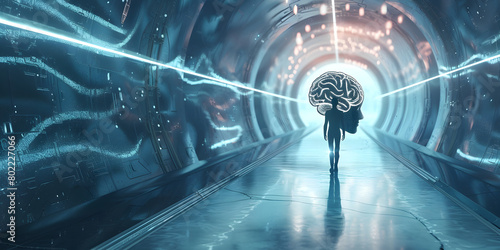 tunnel of light, Mysterious cosmic portal beckons, Singularity concept background
 photo