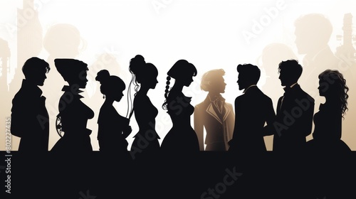 Multicultural Group Silhouette  Diverse Men and Women United in Global Harmony  Multiracial Society Bonding Together in Collective Solidarity