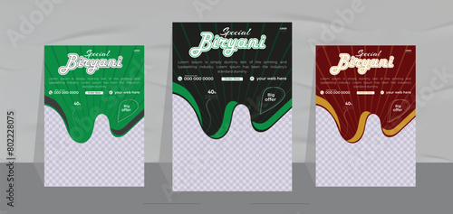 delicious biryani flyer design and restaurant food menu template