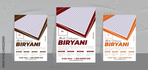 delicious biryani flyer design and restaurant food menu template