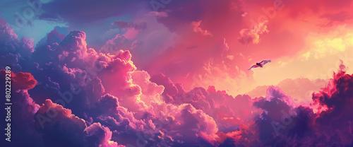 Design an AI-generated digital painting featuring a mystical forest bathed in moonlight against a vibrant sunset gradient background  shifting from pink to deep purples  imbuing the scenery