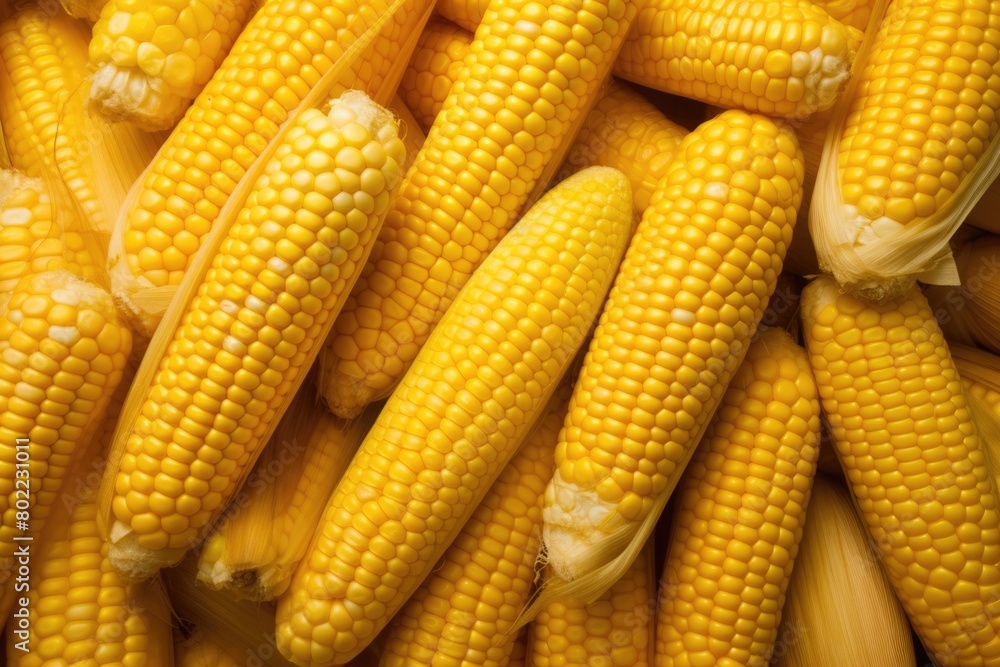 Close-up of fresh corn as background, top view. Organic food Close-up of fresh corn as background, top view. Organic food